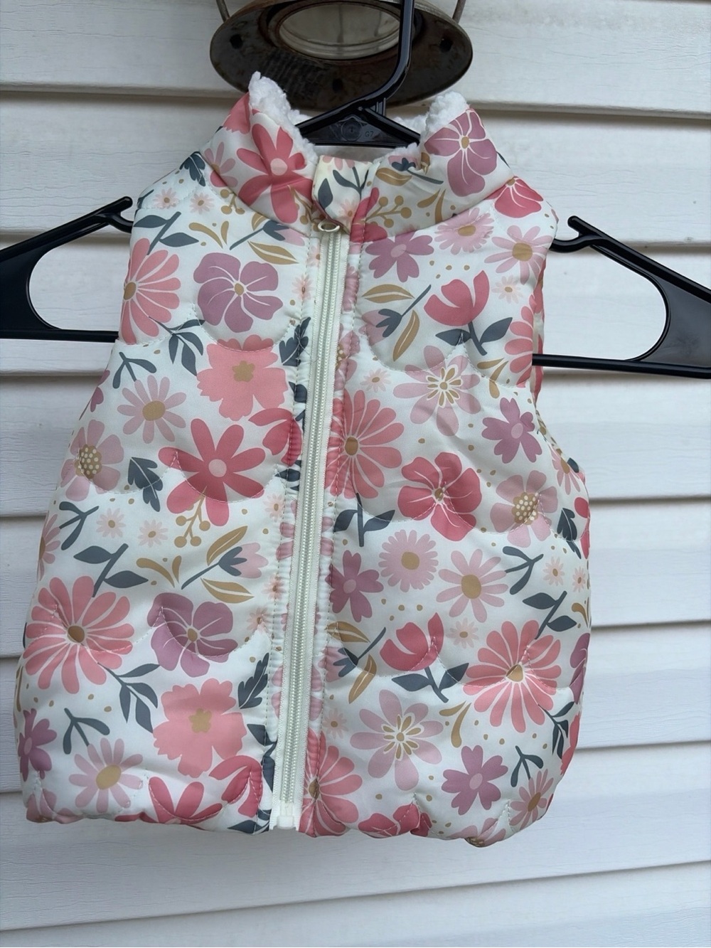 Just Lizzy Girls 2T Floral Puffer Vest Sherpa Lined Pink